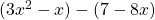 (3x^2 - x) - (7 - 8x)