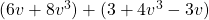 (6v + 8v^3) + (3 + 4v^3 - 3v)