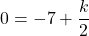 0 = -7 + \dfrac{k}{2}