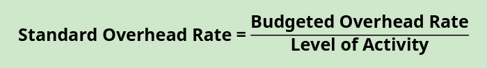 Standard Overhead Rate equals Budgeted Overhead Rate divided by Level of Activity.