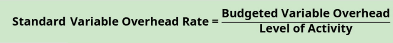 Standard variable overhead rate = budgeted variable overhead divided by level of activity