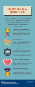 infographic to be successful student, including involvement, social connections, schedules, passion, and focus