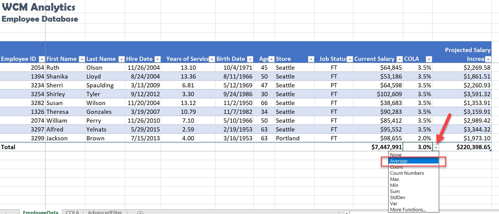 5.1 Table Basics Beginning to Intermediate Excel